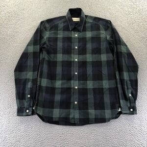 Oliver Spencer Shirt Mens 14.5 Small Green Plaid Long Sleeve Button Up